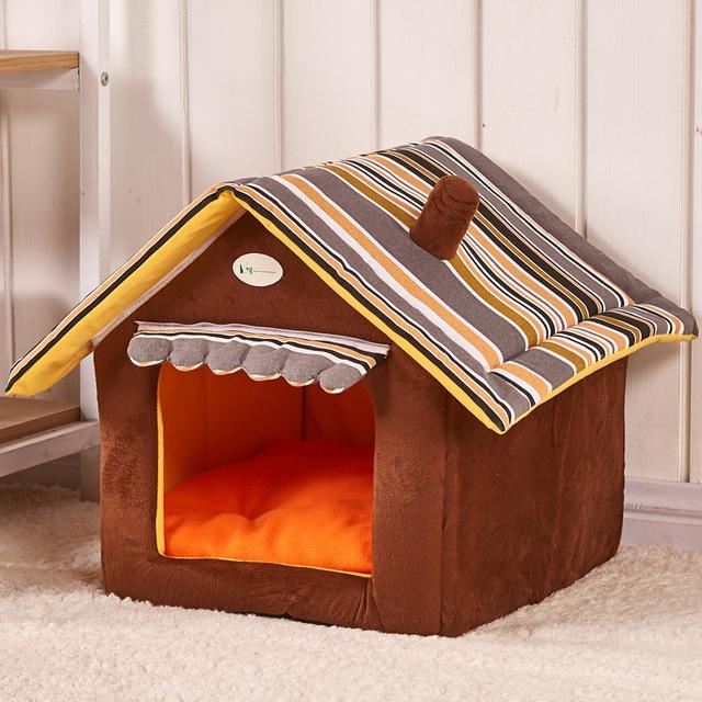 KFX-3335869 Removable Cover Striped Pet House Bed for Small to Medium Dogs and Cats