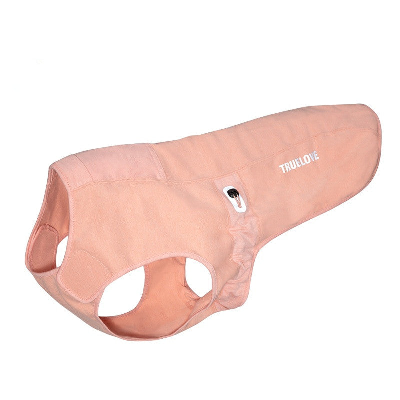 KFX-3336253 Antibacterial Cotton-Padded Dog Coat in Pink and Gray - Reflective, Adjustable Design