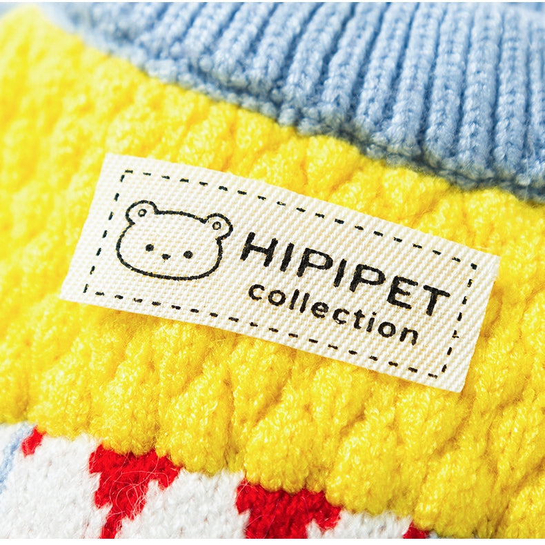 KFX-3336381 Cozy Color-Block Knitted Sweater for Cats and Small Dogs - Soft, Warm Autumn & Winter Wear