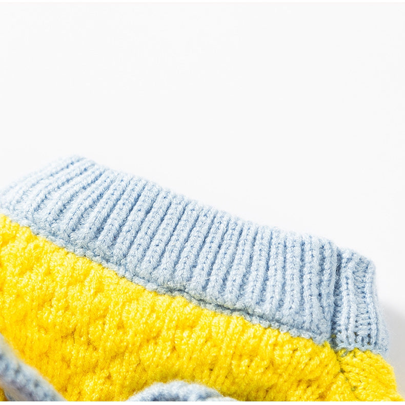 KFX-3336381 Cozy Color-Block Knitted Sweater for Cats and Small Dogs - Soft, Warm Autumn & Winter Wear