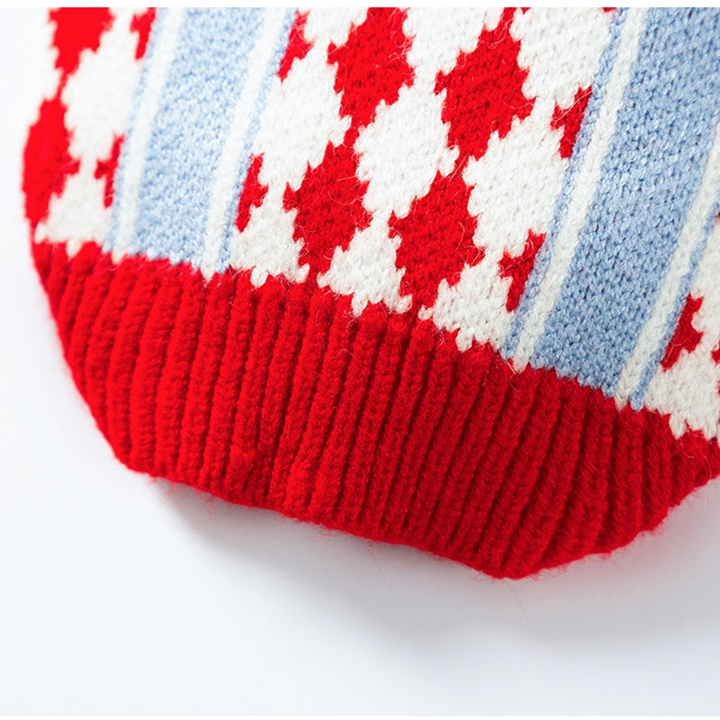 KFX-3336381 Cozy Color-Block Knitted Sweater for Cats and Small Dogs - Soft, Warm Autumn & Winter Wear