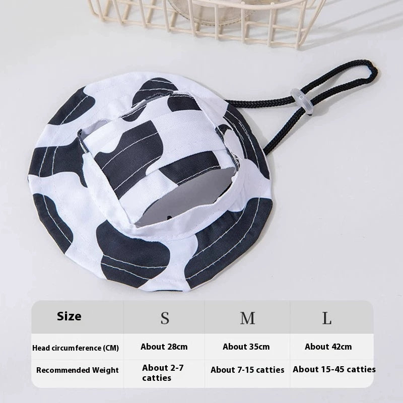 KFX-3336637 Cute Summer Bucket Hat for Pets with Exposed Ears in Color Grid Patterns
