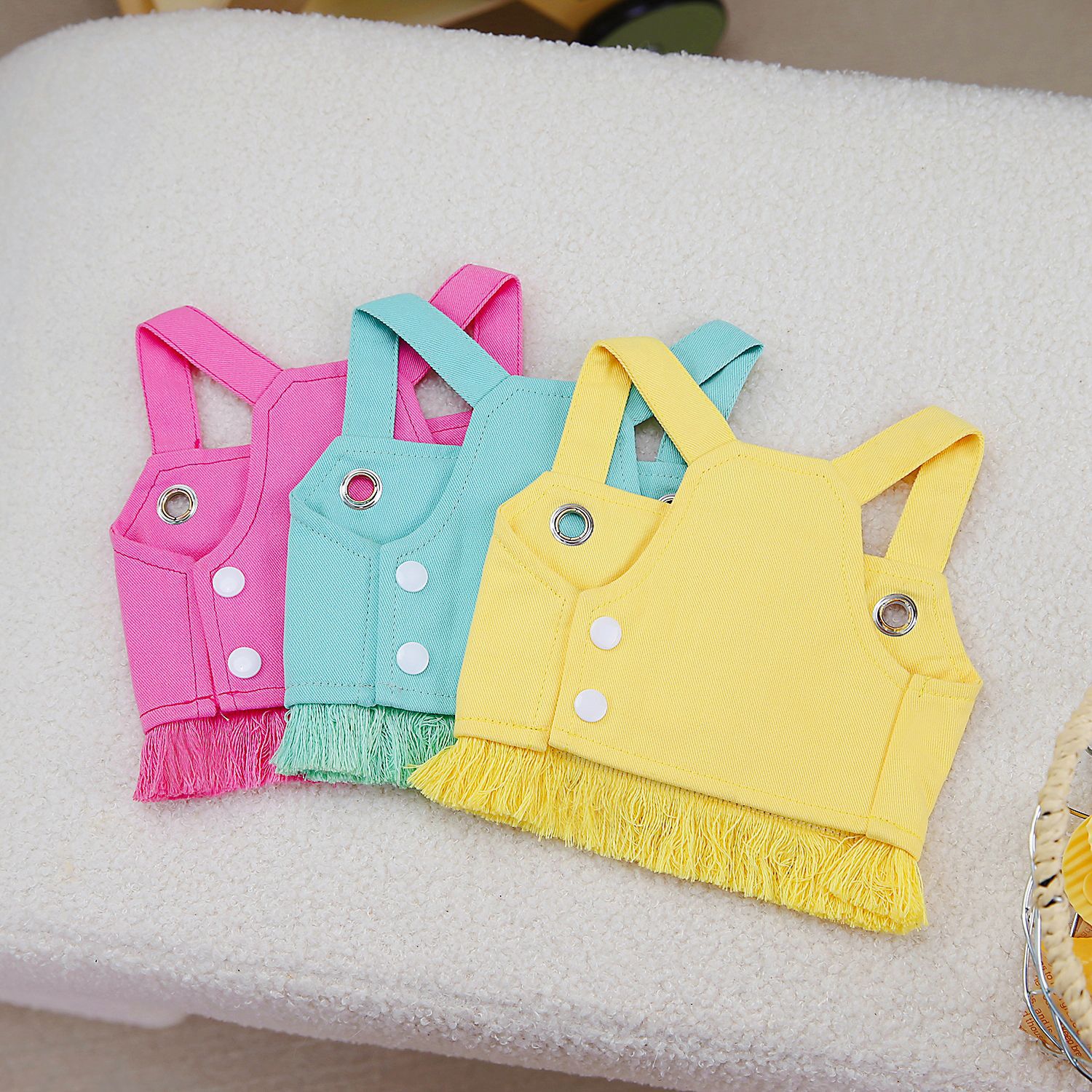 KFX-3337405 Casual Cotton Pet Traction Vest in Rose Red, Yellow, Light Green - Sizes S to XXL