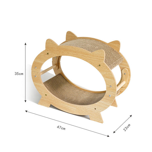 KFX-3337789 Cat Scratching Board – Durable Wood Construction, Multifunctional Design for Claw Grinding and Play, 54x22.5x19cm