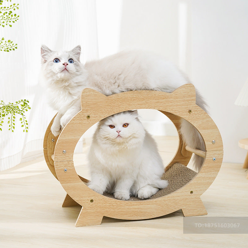 KFX-3337789 Cat Scratching Board – Durable Wood Construction, Multifunctional Design for Claw Grinding and Play, 54x22.5x19cm
