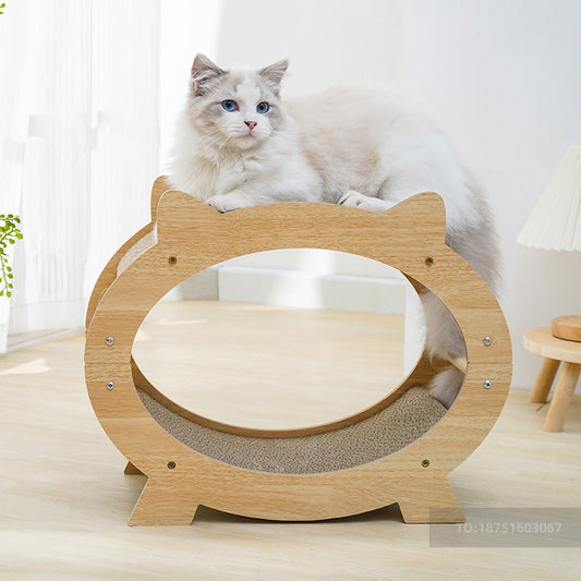 KFX-3337789 Cat Scratching Board – Durable Wood Construction, Multifunctional Design for Claw Grinding and Play, 54x22.5x19cm