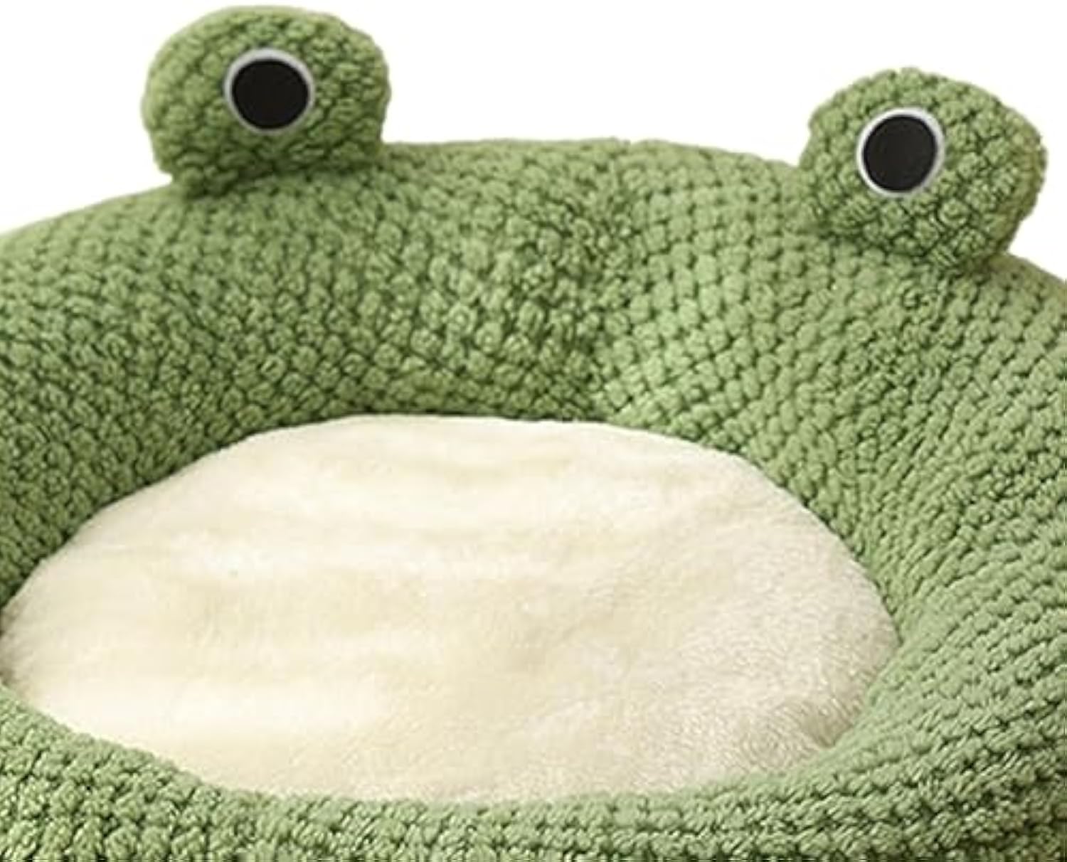 KFX-3339069 Frog-Shaped Plush Cat Bed Nest for Small Pets - Comfortable Indoor Kennel for Cats, Kittens, and Dogs