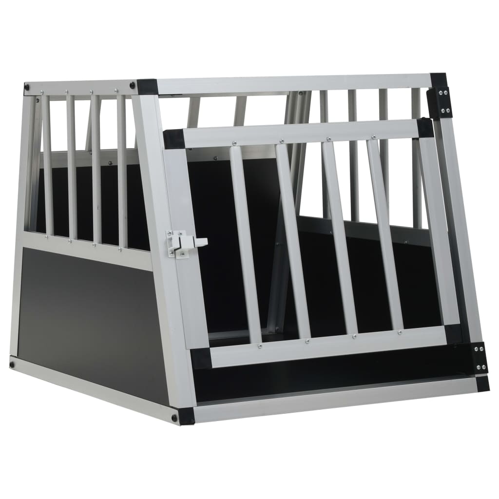 KFX-3341629 Dog Transport Crate with Single Door, Aluminum and MDF, 65 x 91 x 69.5 cm, Lightweight Design for Easy Travel