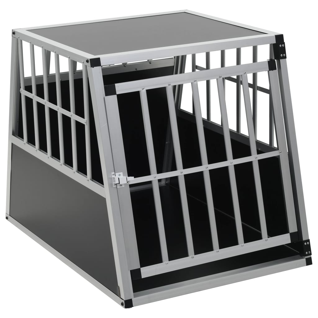 KFX-3341629 Dog Transport Crate with Single Door, Aluminum and MDF, 65 x 91 x 69.5 cm, Lightweight Design for Easy Travel