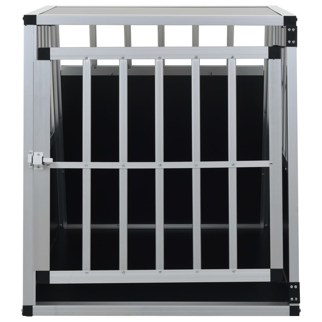 KFX-3341629 Dog Transport Crate with Single Door, Aluminum and MDF, 65 x 91 x 69.5 cm, Lightweight Design for Easy Travel