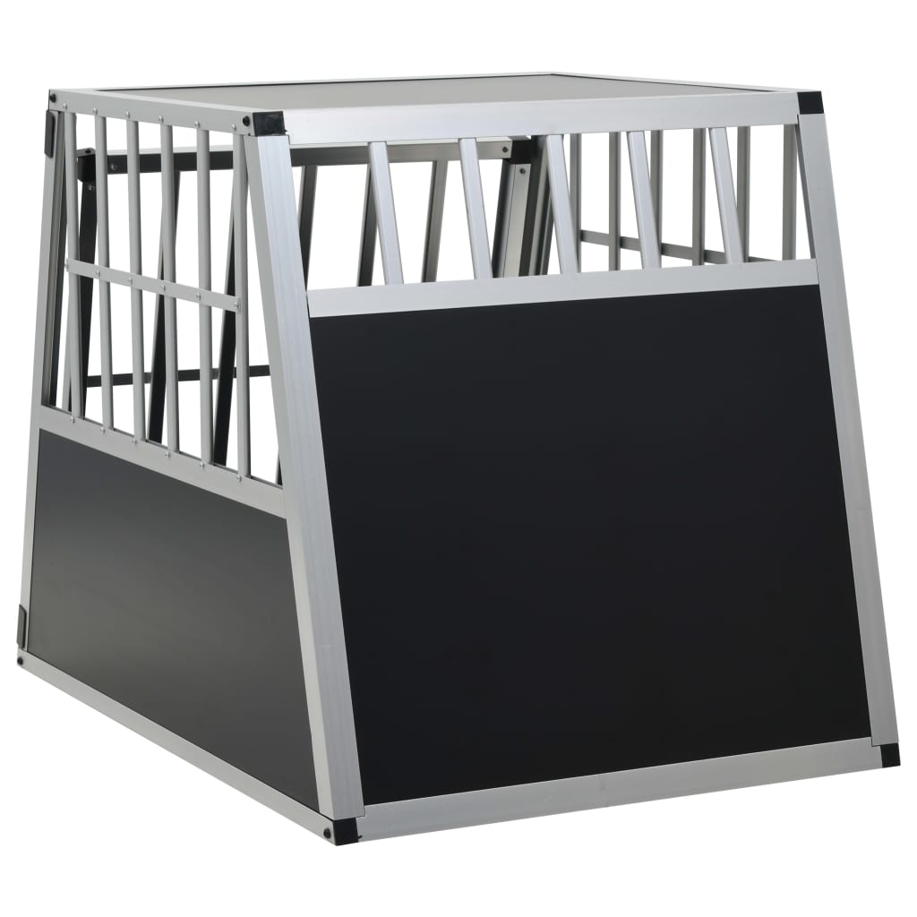 KFX-3341629 Dog Transport Crate with Single Door, Aluminum and MDF, 65 x 91 x 69.5 cm, Lightweight Design for Easy Travel