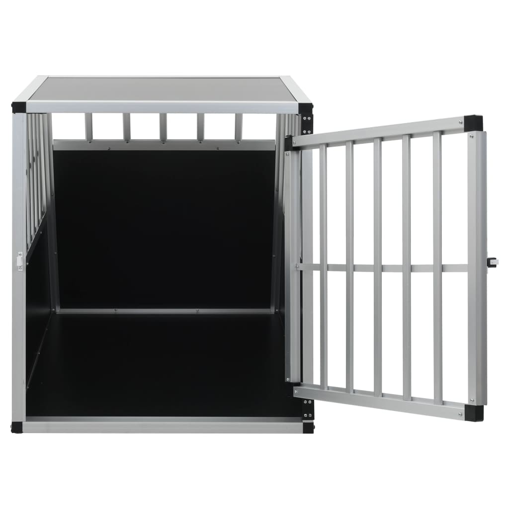 KFX-3341629 Dog Transport Crate with Single Door, Aluminum and MDF, 65 x 91 x 69.5 cm, Lightweight Design for Easy Travel