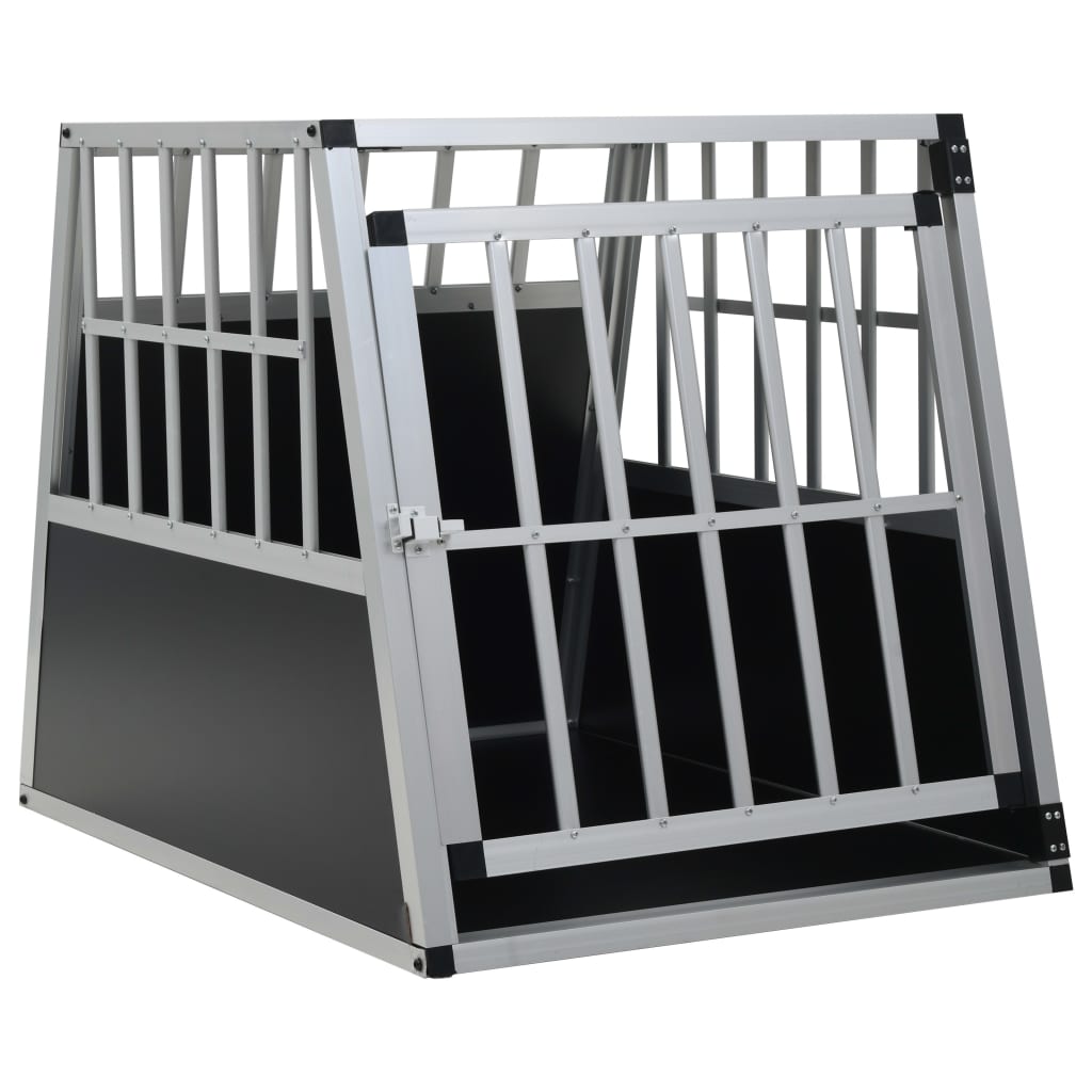 KFX-3341629 Dog Transport Crate with Single Door, Aluminum and MDF, 65 x 91 x 69.5 cm, Lightweight Design for Easy Travel