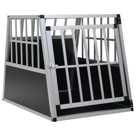 KFX-3341629 Dog Transport Crate with Single Door, Aluminum and MDF, 65 x 91 x 69.5 cm, Lightweight Design for Easy Travel