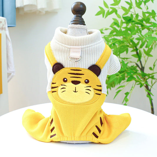 KFX-3341757 Cute Corduroy Little Tiger Suspender Pants for Dogs - Multiple Sizes Available