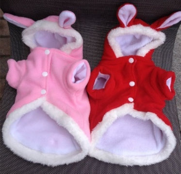 KFX-3342013 Cute Rabbit Pet Hoodie for Cats and Dogs - Fleece Warm Jacket in Various Sizes