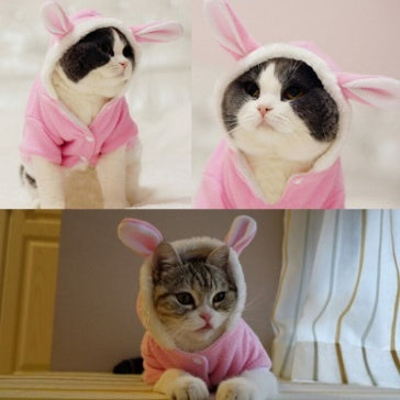KFX-3342013 Cute Rabbit Pet Hoodie for Cats and Dogs - Fleece Warm Jacket in Various Sizes