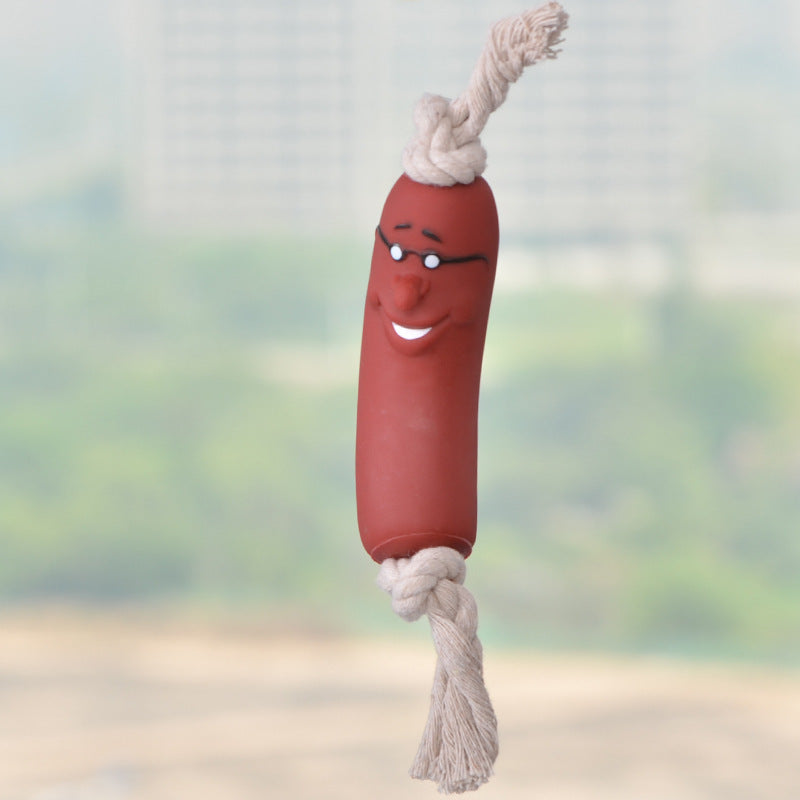 KFX-3342397 Eco-Friendly Silicone Sausage Gnaws Pet Chew Toy for Dental Health