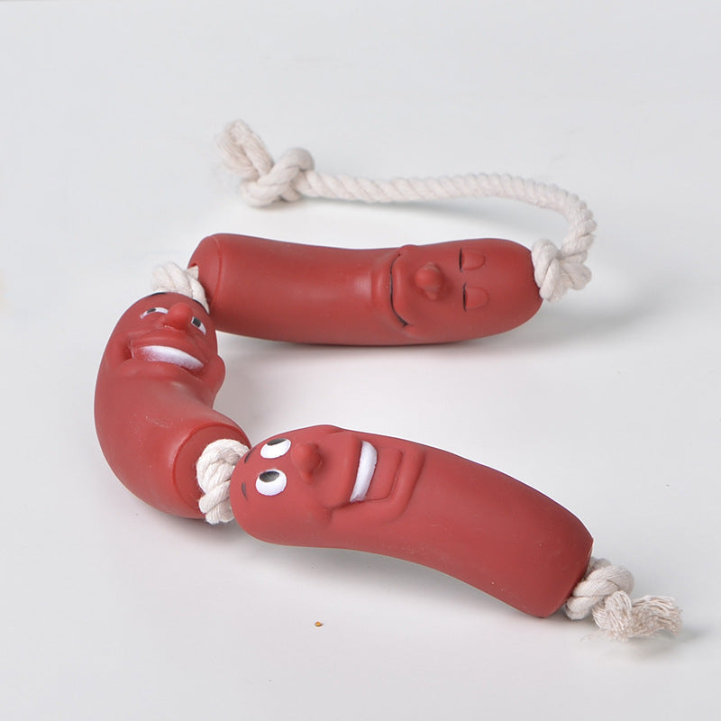 KFX-3342397 Eco-Friendly Silicone Sausage Gnaws Pet Chew Toy for Dental Health