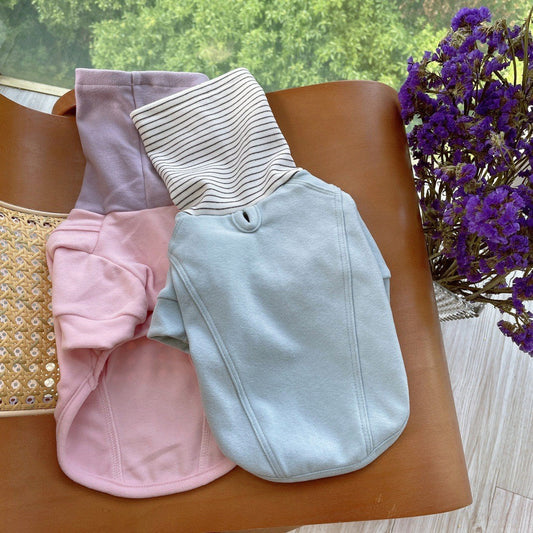 KFX-3343165 Color Block High Collar Basic Shirt for Dogs - Casual Pet Clothing in Pink, Light Blue, and Brown