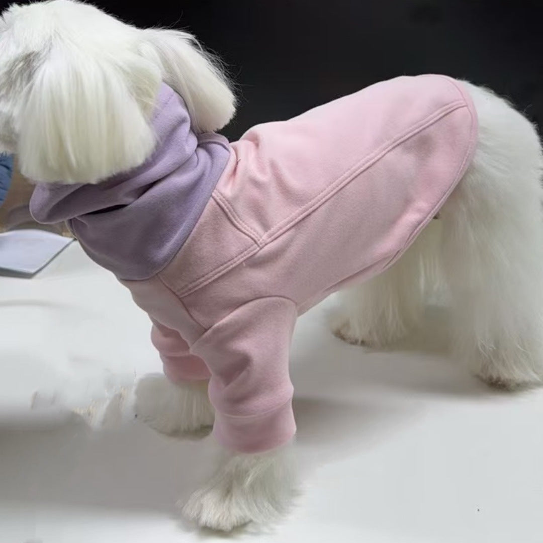 KFX-3343165 Color Block High Collar Basic Shirt for Dogs - Casual Pet Clothing in Pink, Light Blue, and Brown
