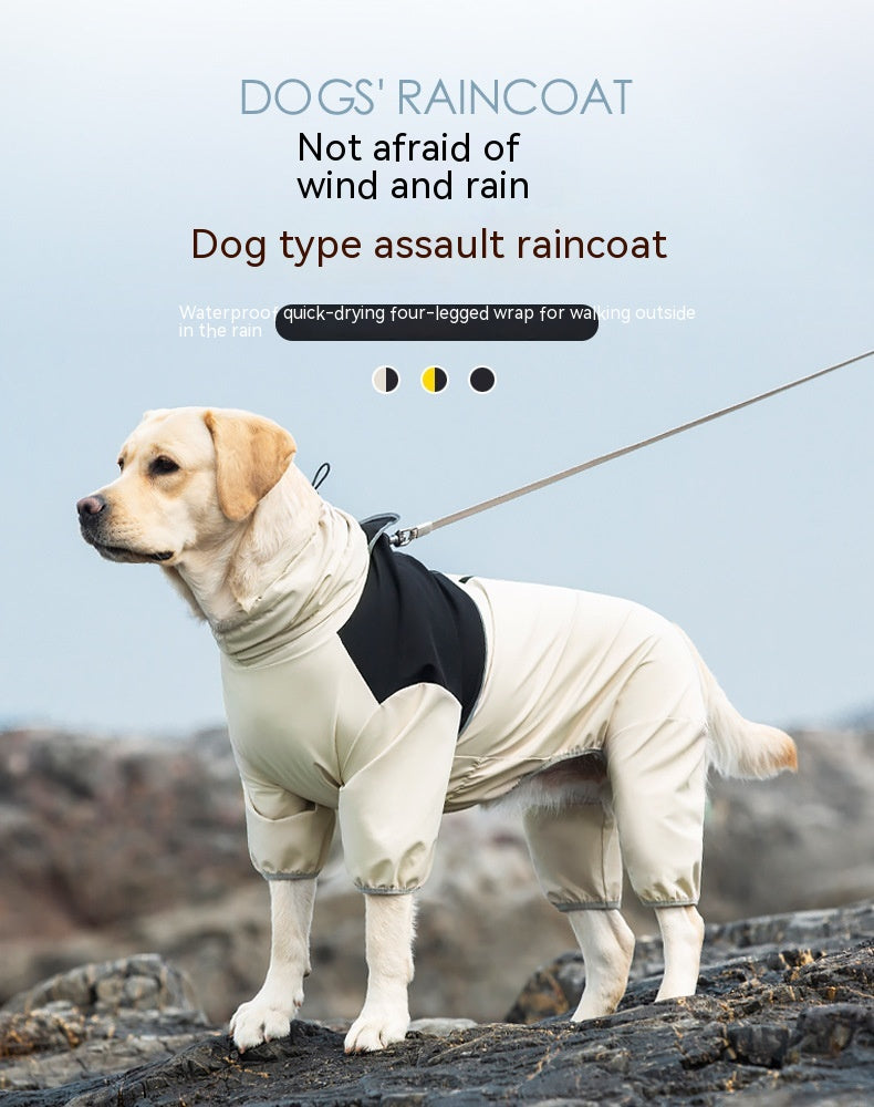 KFX-3343933 Waterproof and Windproof Shell Jacket for Dogs - Available in Yellow, Black, Milky White, Sizes XL to 8XL