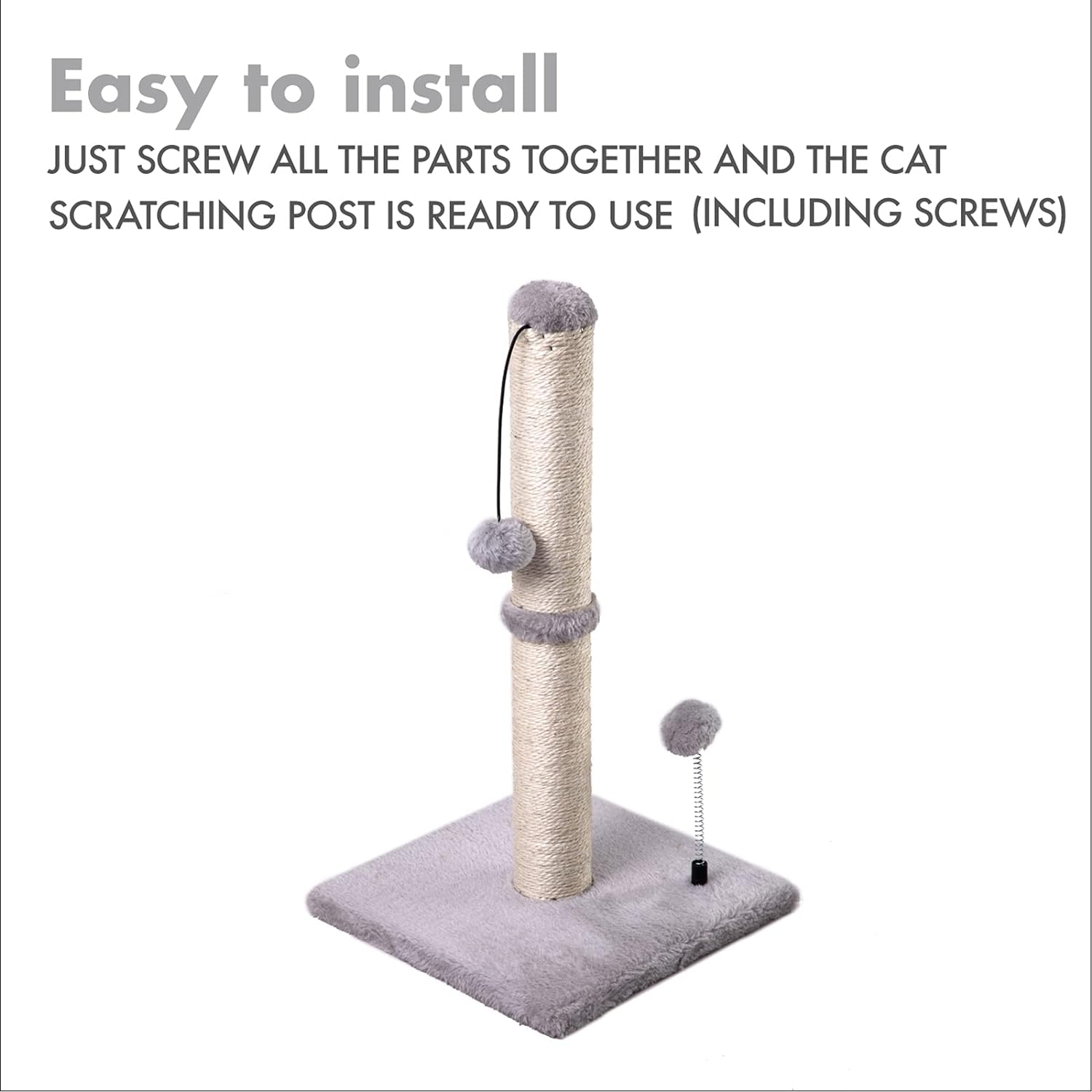KFX-3344829 Premium Cat Scratching Post with Sisal Cover and Hanging Ball for Kittens and Small Cats