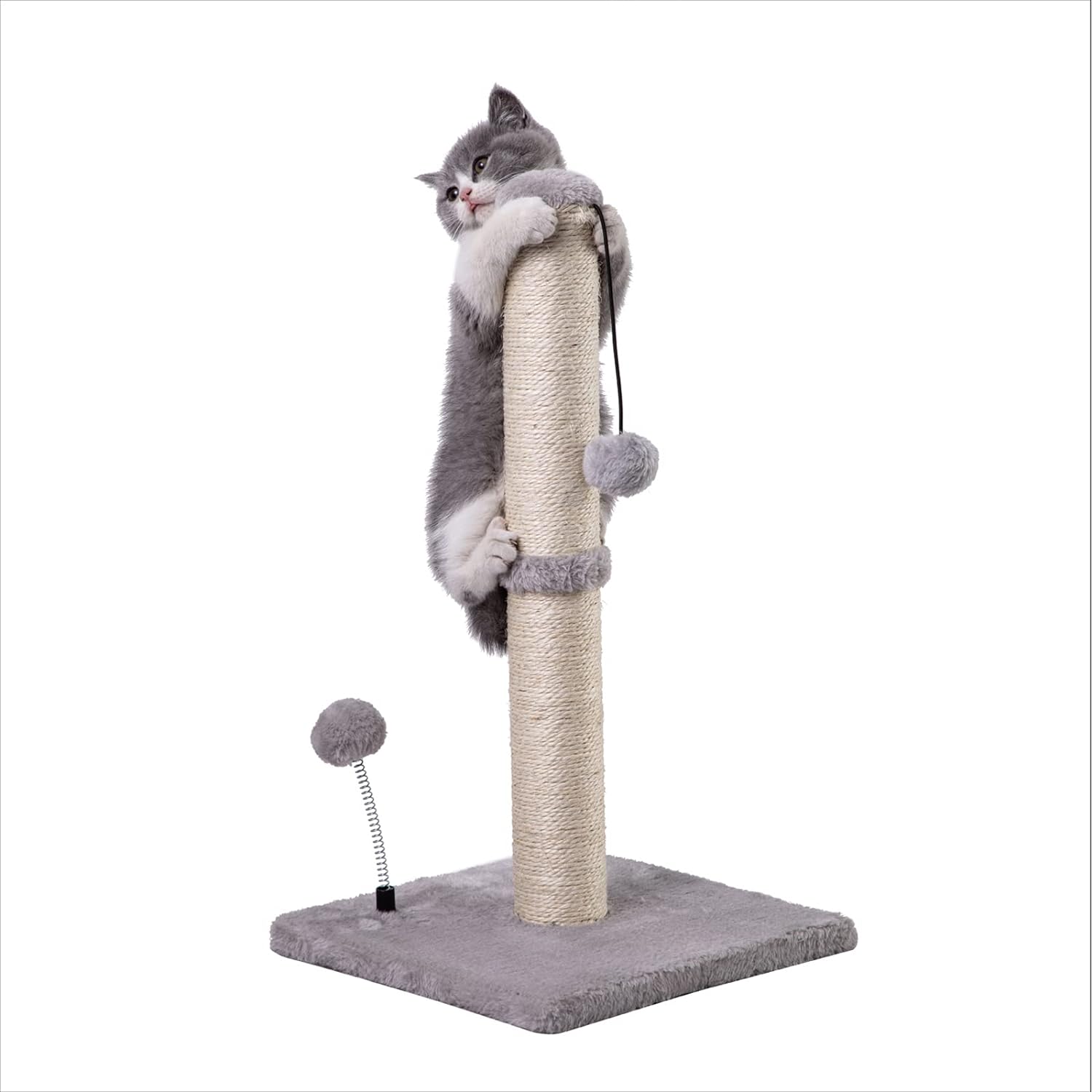 KFX-3344829 Premium Cat Scratching Post with Sisal Cover and Hanging Ball for Kittens and Small Cats