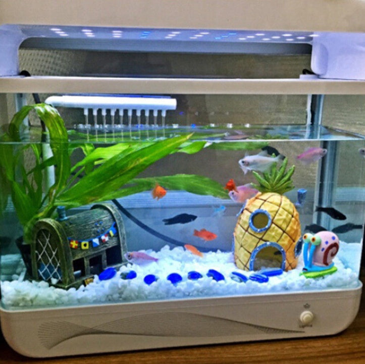 KFX-3346621 Pineapple Aquarium Decoration for Fish Tanks - Safe Resin Material, 7.5" x 7.5" x 13"