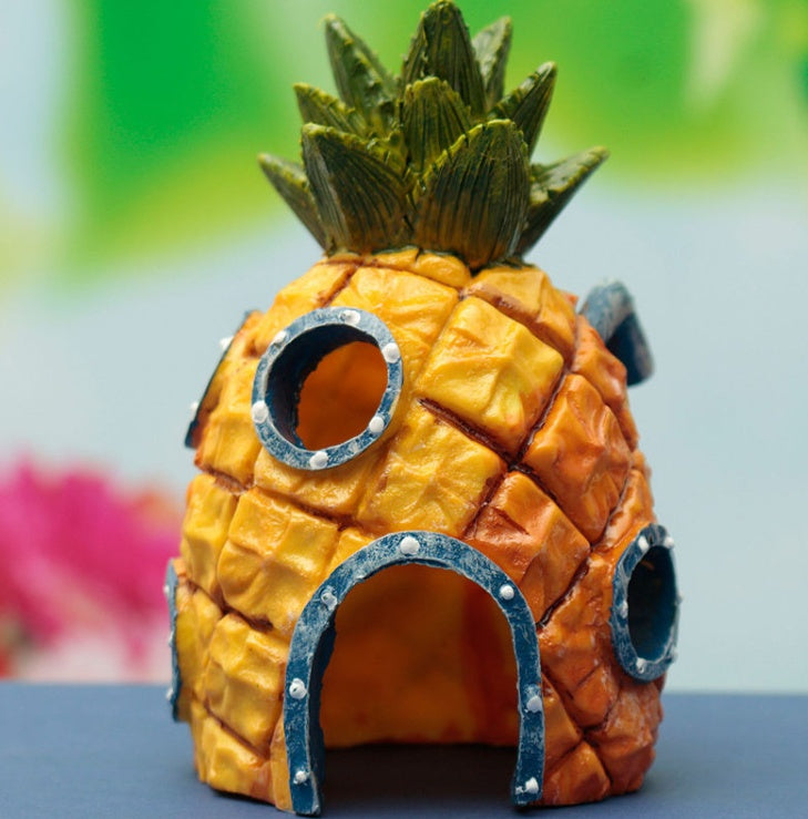 KFX-3346621 Pineapple Aquarium Decoration for Fish Tanks - Safe Resin Material, 7.5" x 7.5" x 13"