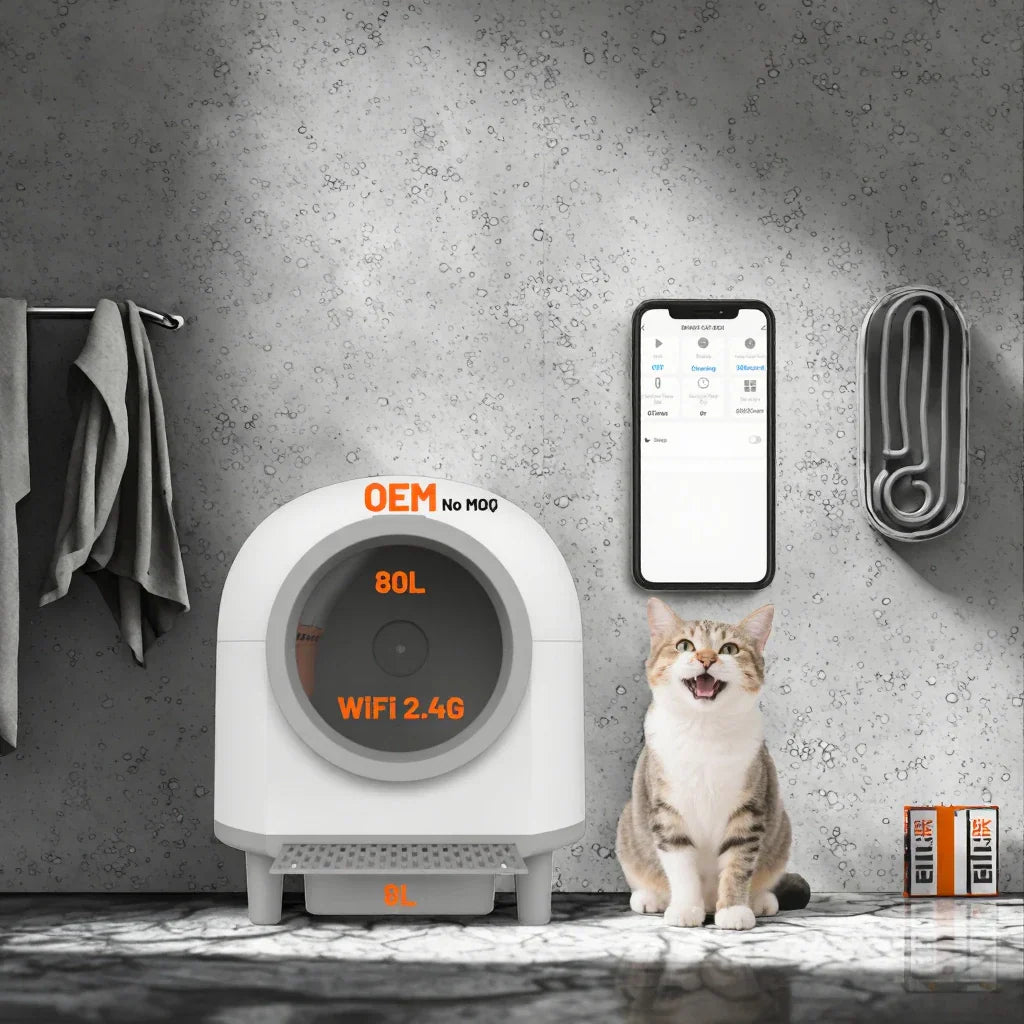 KFX-334675 Smart Self-Cleaning Cat Litter Box with Large 80L Capacity and Automatic Function