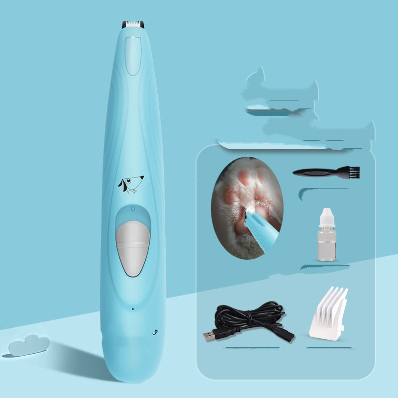 KFX-3348925 Pet Paw Hair Trimmer with USB Charging and LED Light – Rechargeable Dog Grooming Tool