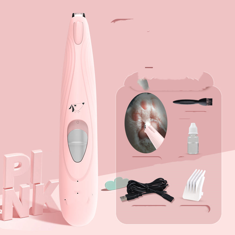 KFX-3348925 Pet Paw Hair Trimmer with USB Charging and LED Light – Rechargeable Dog Grooming Tool