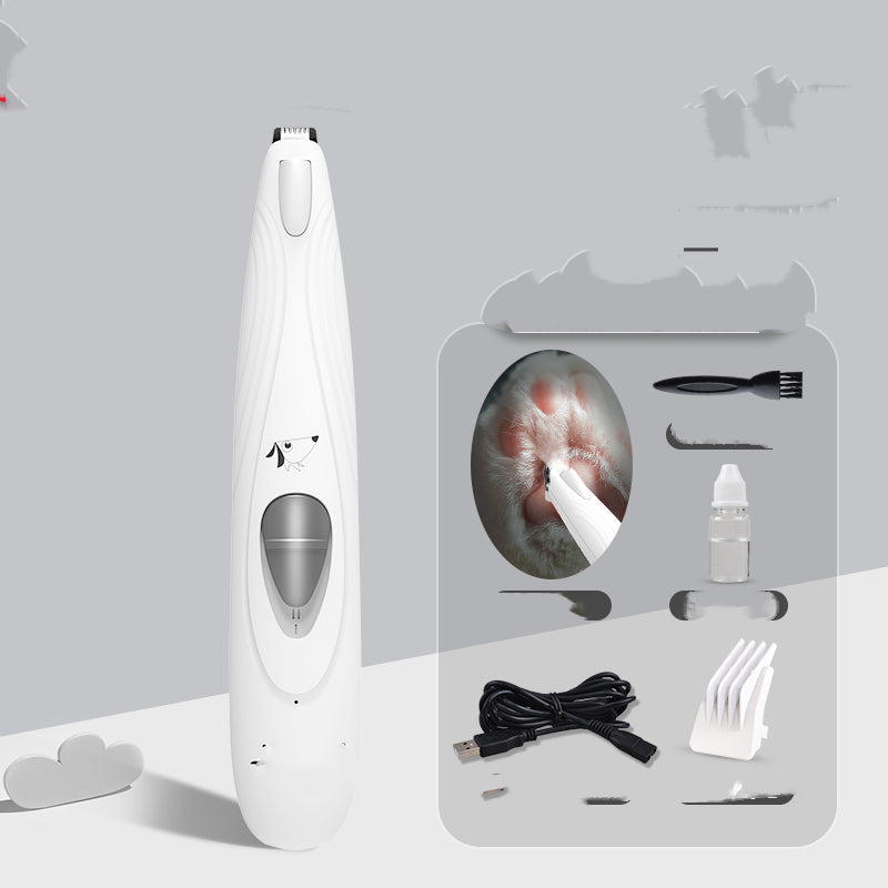 KFX-3348925 Pet Paw Hair Trimmer with USB Charging and LED Light – Rechargeable Dog Grooming Tool