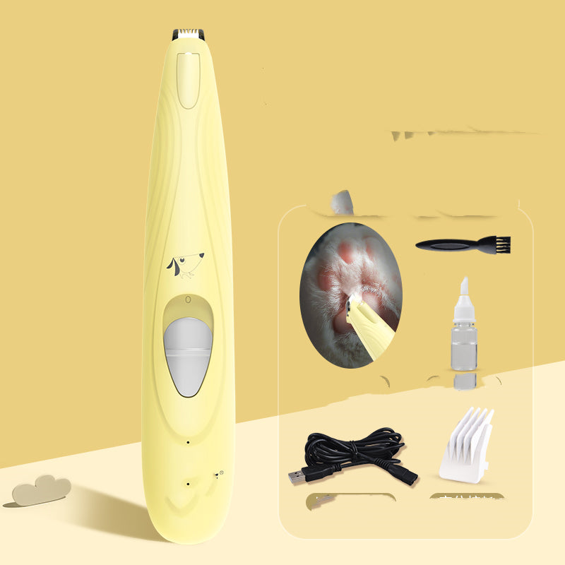 KFX-3348925 Pet Paw Hair Trimmer with USB Charging and LED Light – Rechargeable Dog Grooming Tool