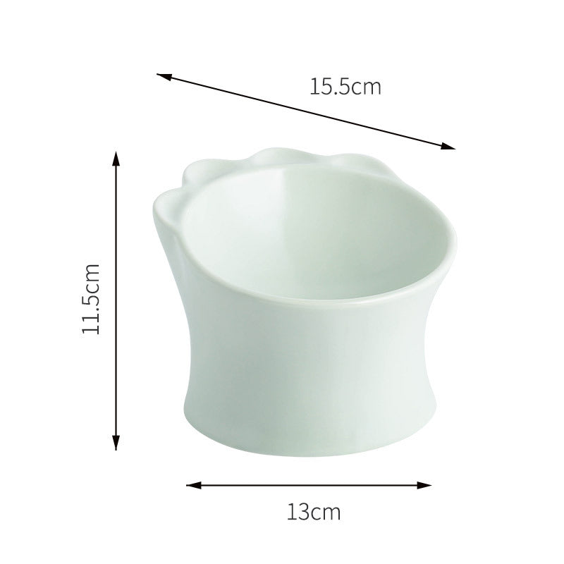 KFX-3349309 Ceramic Cat Food Bowl for Cervical Spine Protection – Available in Pearl Mint Green, Pearl White, and Cherry Blossom Pink