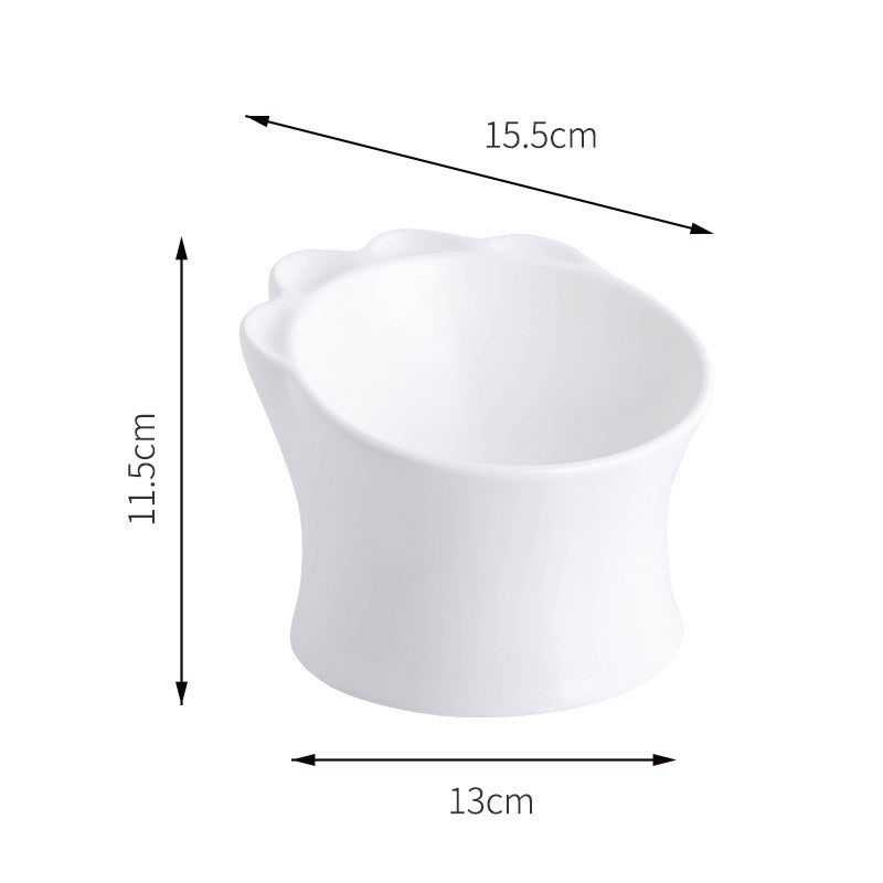 KFX-3349309 Ceramic Cat Food Bowl for Cervical Spine Protection – Available in Pearl Mint Green, Pearl White, and Cherry Blossom Pink