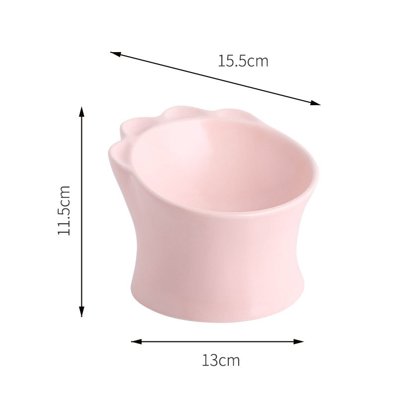 KFX-3349309 Ceramic Cat Food Bowl for Cervical Spine Protection – Available in Pearl Mint Green, Pearl White, and Cherry Blossom Pink