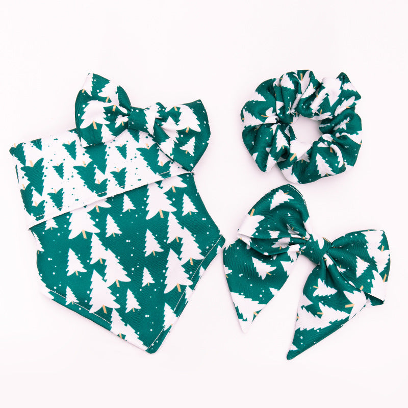 KFX-3350717 Geometric Triangle Scarf Set with Butterfly Bow Tie and Hair Accessories