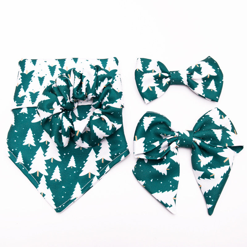 KFX-3350717 Geometric Triangle Scarf Set with Butterfly Bow Tie and Hair Accessories