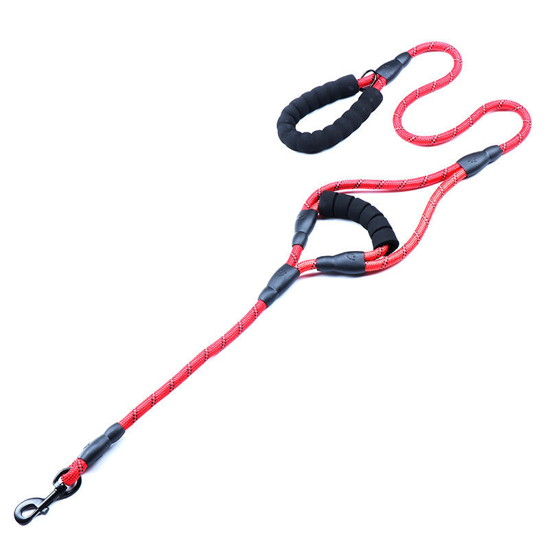 KFX-3352381 Reflective Nylon Woven Double Handle Dog Leash in Multiple Colors