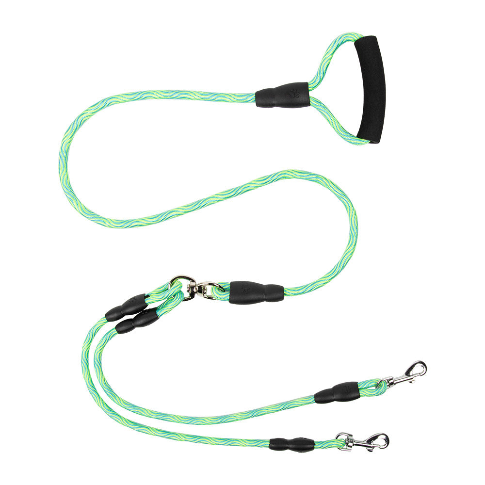 KFX-3352381 Reflective Nylon Woven Double Handle Dog Leash in Multiple Colors