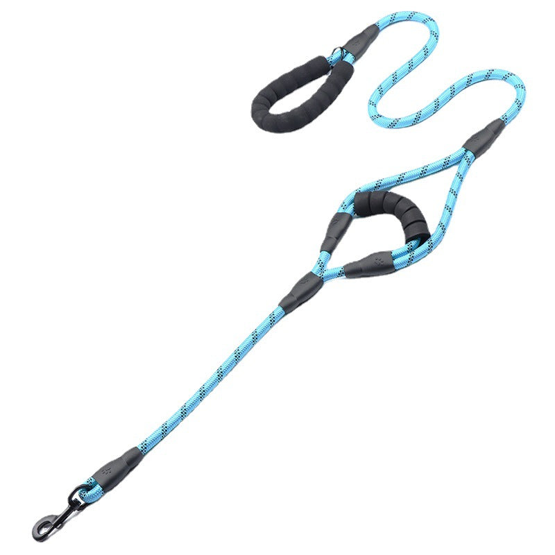 KFX-3352381 Reflective Nylon Woven Double Handle Dog Leash in Multiple Colors