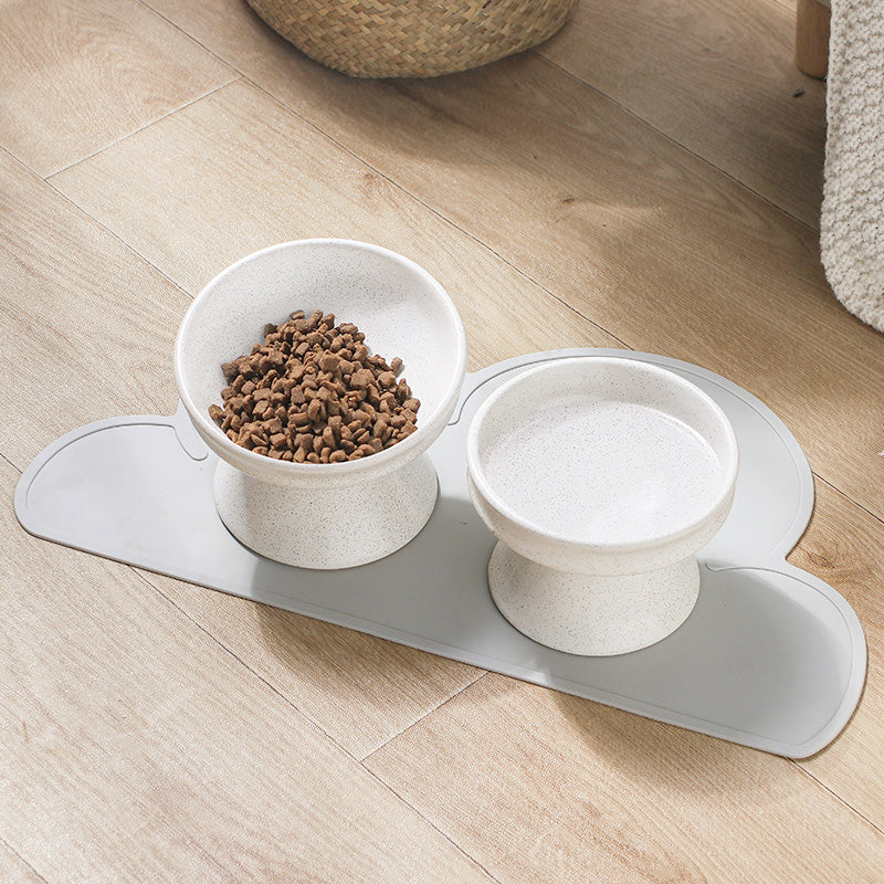 KFX-3353277 Ceramic Cat Bowl with Shallow Mouth and High Foot - Anti-Overturn Design in Various Patterns