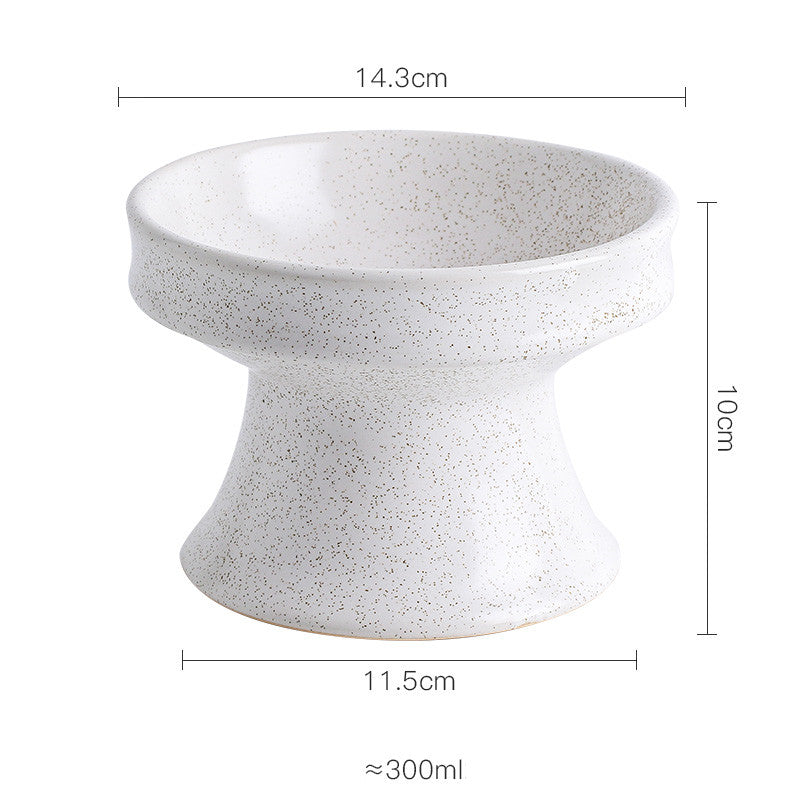 KFX-3353277 Ceramic Cat Bowl with Shallow Mouth and High Foot - Anti-Overturn Design in Various Patterns