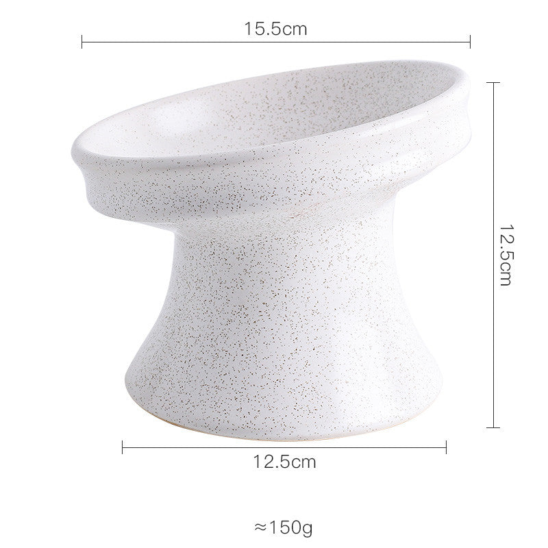 KFX-3353277 Ceramic Cat Bowl with Shallow Mouth and High Foot - Anti-Overturn Design in Various Patterns