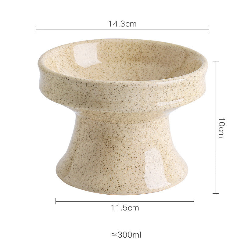 KFX-3353277 Ceramic Cat Bowl with Shallow Mouth and High Foot - Anti-Overturn Design in Various Patterns