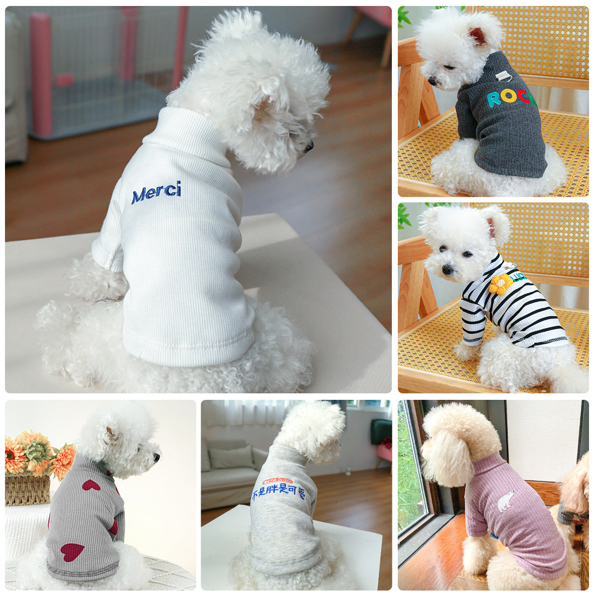 KFX-3353661 Cozy Fall and Winter Dog Clothing - Cute Tops and Undershirts in Various Colors and Styles