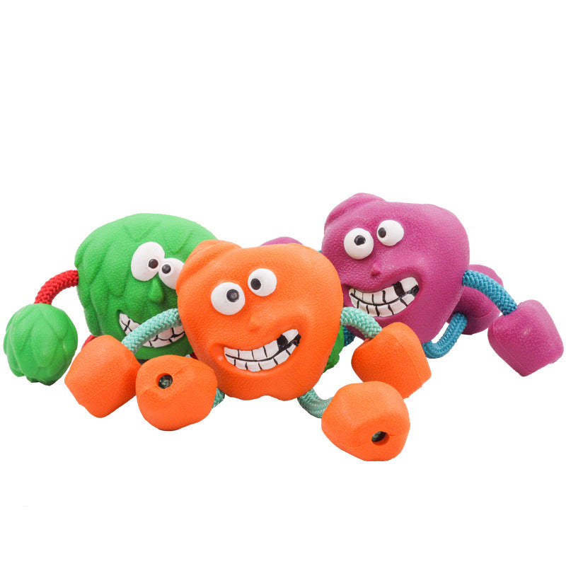 KFX-3353917 Durable Rubber Ball Toy for Small and Medium Dogs with Molar Teeth Cleaning Features