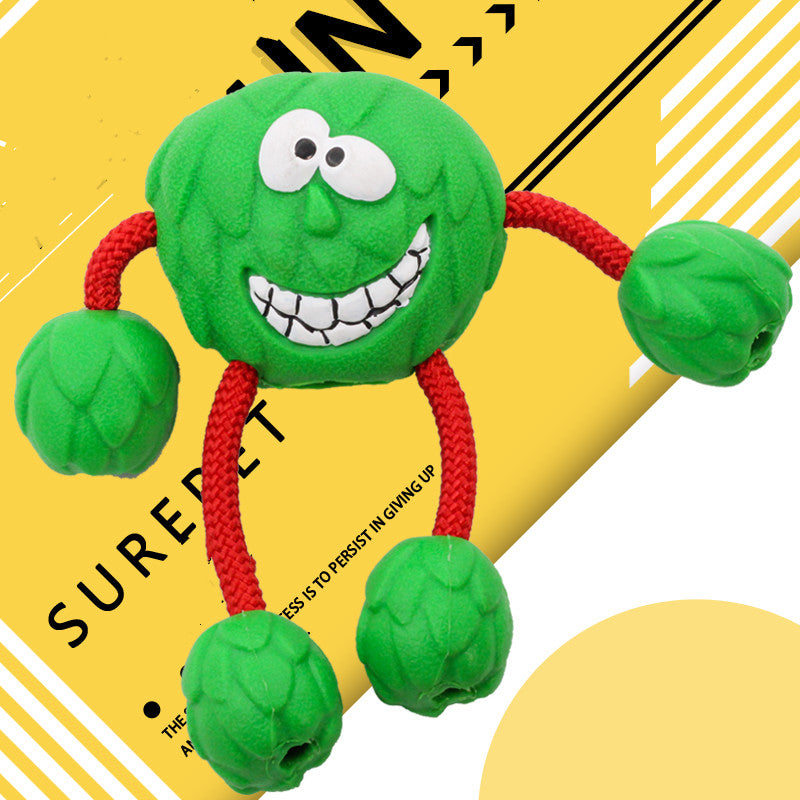 KFX-3353917 Durable Rubber Ball Toy for Small and Medium Dogs with Molar Teeth Cleaning Features